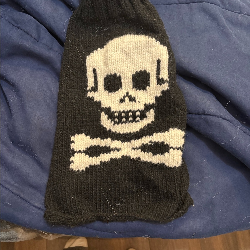 Black Skull Knit Dog Sweater - Classic Punk Pet Pullover